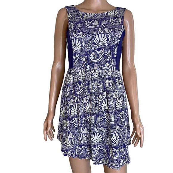 O'Neill dress skater fit flare gauzy navy blue & white cross back lightweight SM - Picture 2 of 9